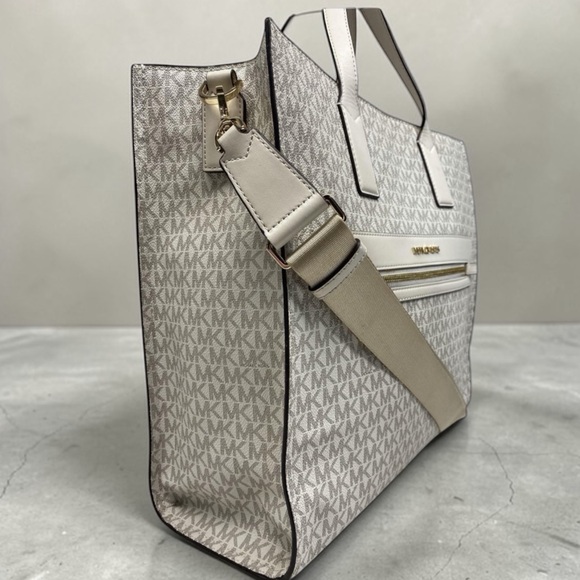 Michael Kors Kenly Large North South (NS) Logo Tote Bag - Light Cream Multi - Picture 4 of 8